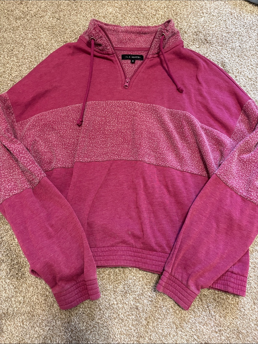 P.J. Salvage Raspberry Pullover Hoodie with Textured Stripe